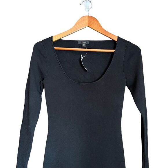 NWT! J. Crew black scoop neck long sleeve midi dress - Picture 3 of 11